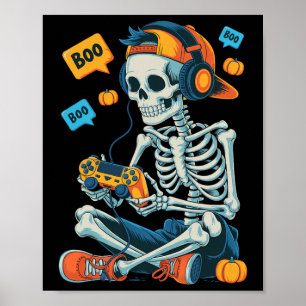 Poster Halloween Squelette Joueur Vidéo Jeu Garçons Homme