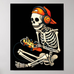 Poster Halloween Squelette Joueur Vidéo Jeu Garçons Homme