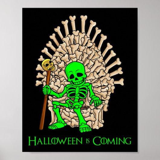 Poster Halloween squelette os trône (Devant)