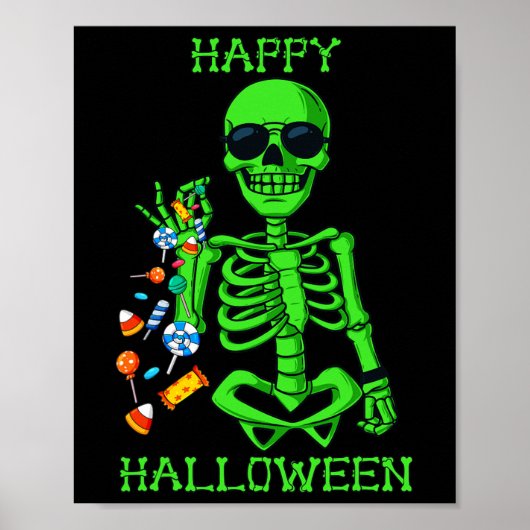 Poster Halloween Squelette Saler Bonbon Amusant 1 (Devant)