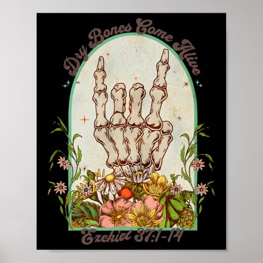 Poster Halloween Squelette Sèche Os Arrivent Bible Vers (Devant)