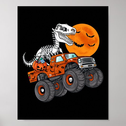 Poster Halloween Squelette T Rex Monster Camion Garçons T (Devant)