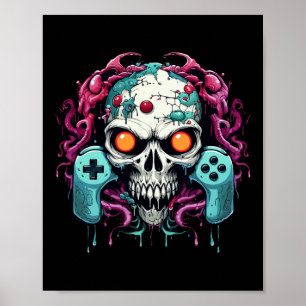 Poster Halloween Squelette Zombie Contrôleurs de jeu mama