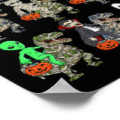 Poster Halloween Squelette Zombie équitation maman T Rex  (Coin)