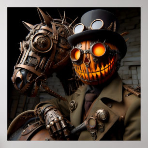 Poster Halloween Steampunk Jack-O-Lantern Horseman