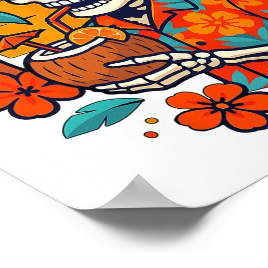 Poster Halloween Summer Ween Skeleton Spooky Vacation Flo (Coin)