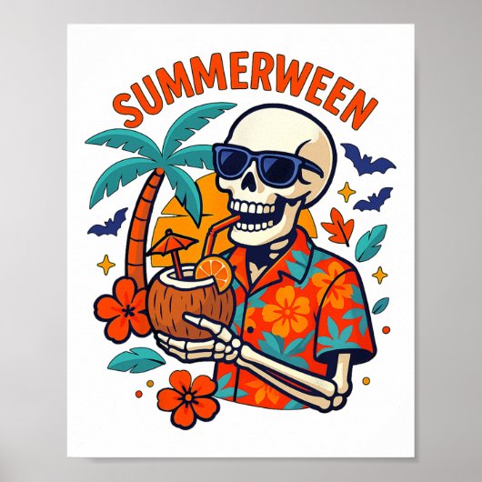 Poster Halloween Summer Ween Skeleton Spooky Vacation Flo (Devant)