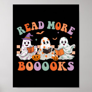 Poster Halloween super Lire plus Livres Floral Ghost Boo