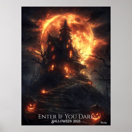 Poster Halloween sur la colline de la lune hantée (Devant)