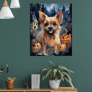 Poster Halloween Terrier Australien Avec Peur Citrouille