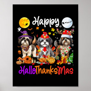 Poster Halloween Thanksgiving Christmas Shih Tzu Dog Hall
