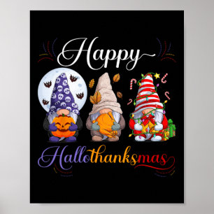 Poster Halloween Thanksgiving Noël Joyeux Hallomerci