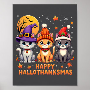 Poster Halloween Thanksgiving Noël Joyeux Hallomerci