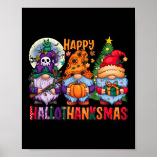 Poster Halloween Thanksgiving Noël Joyeux Hallomerci