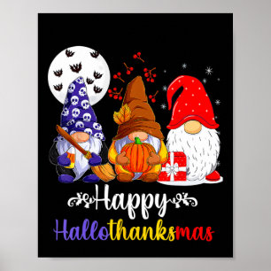 Poster Halloween Thanksgiving Noël Joyeux Hallomerci