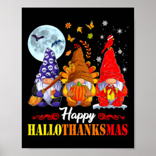 Poster Halloween Thanksgiving Noël Joyeux Hallomerci