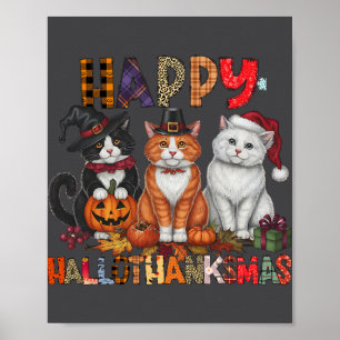 Poster Halloween Thanksgiving Noël Joyeux Hallomerci