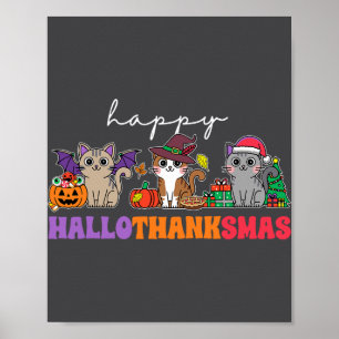Poster Halloween Thanksgiving Noël Joyeux Hallomerci