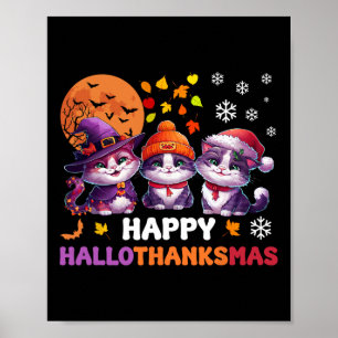 Poster Halloween Thanksgiving Noël Joyeux Hallomerci