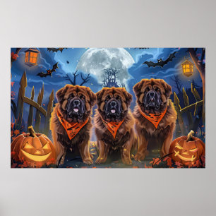 Poster Halloween Tibétain Mastiff Éffrayant