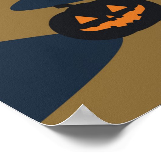 Poster Halloween Trick ou traiter Chat noir et crâne (Coin)