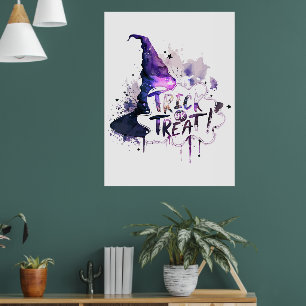 Poster Halloween tricoté ou traiter