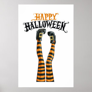 Poster Halloween tripe Sorcier Tights Stocker Happy Hallo