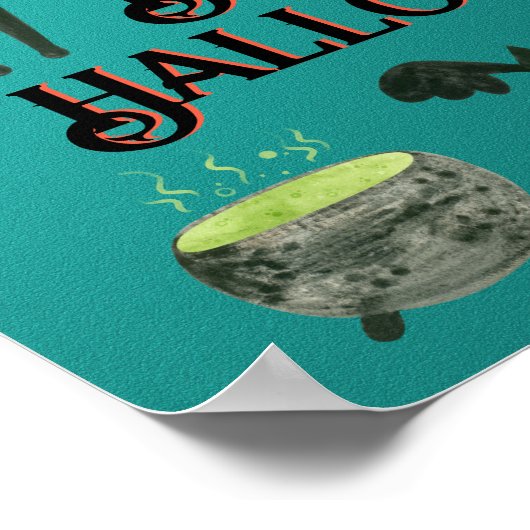 Poster Halloween Turquoise et vert (Coin)