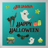 Poster Halloween Turquoise et vert (Devant)