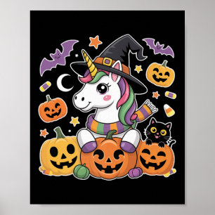 Poster Halloween Unicorne Citrouille Chat Enfants Costume