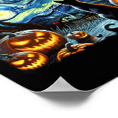 Poster Halloween Van Gogh Starry Nuit Noir Chat (Coin)