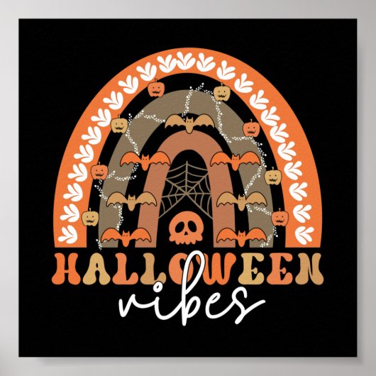 Poster Halloween Vibes Boho Rainbow Automne Éffrayant (Devant)