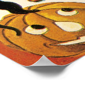 Poster Halloween vintage, chats noirs avec Jackolanterns (Coin)