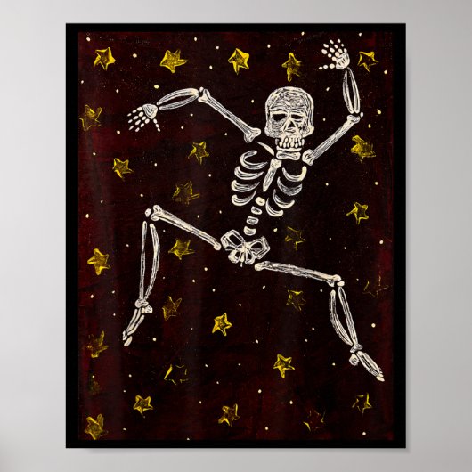 Poster Halloween Vintage squelette dansant Saison Squelet (Devant)