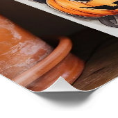 Poster Halloween Wall Art : Femme avec Casquette noir et  (Coin)