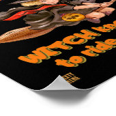 Poster "HALLOWEEN WITCH RIDES STICK" drôle (Coin)