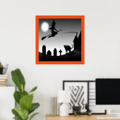 POSTER HALLOWEEN WITCH SILHOUETTE (Bureau à domicile)