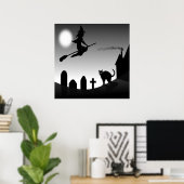 POSTER HALLOWEEN WITCH SILHOUETTE (Bureau à domicile)