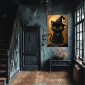 Poster Halloween Witchy Black Cat Art - Téléchargeable