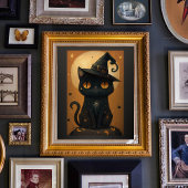 Poster Halloween Witchy Black Cat Art - Téléchargeable