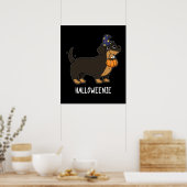 Poster Halloweenie Funny Saucisse Chien Pun Dark BG (Cuisine)
