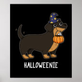 Poster Halloweenie Funny Saucisse Chien Pun Dark BG (Devant)