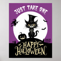 Hallowen bonbon chat noir prenez juste un signe po