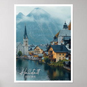 Poster Hallstatt Autriche Belle place touristique