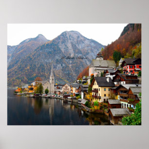 Poster Hallstatt, Autriche paysage d'automne