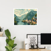 Poster Hallstatt, Autriche Vintage (Bureau à domicile)
