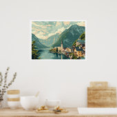 Poster Hallstatt, Autriche Vintage (Cuisine)