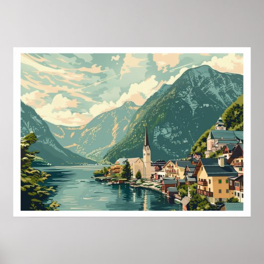 Poster Hallstatt, Autriche Vintage (Devant)