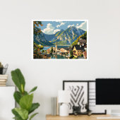 Poster Hallstatt, Autriche Vintage (Bureau à domicile)