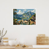 Poster Hallstatt, Autriche Vintage (Cuisine)